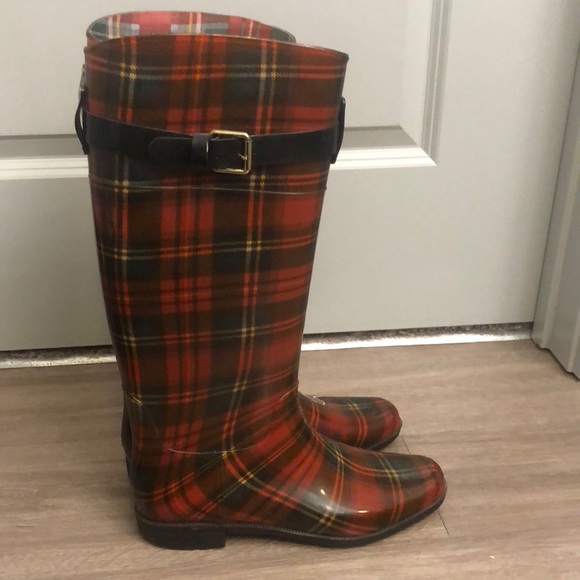 Ralph Lauren Plaid Rainboots - Picture 1 of 9
